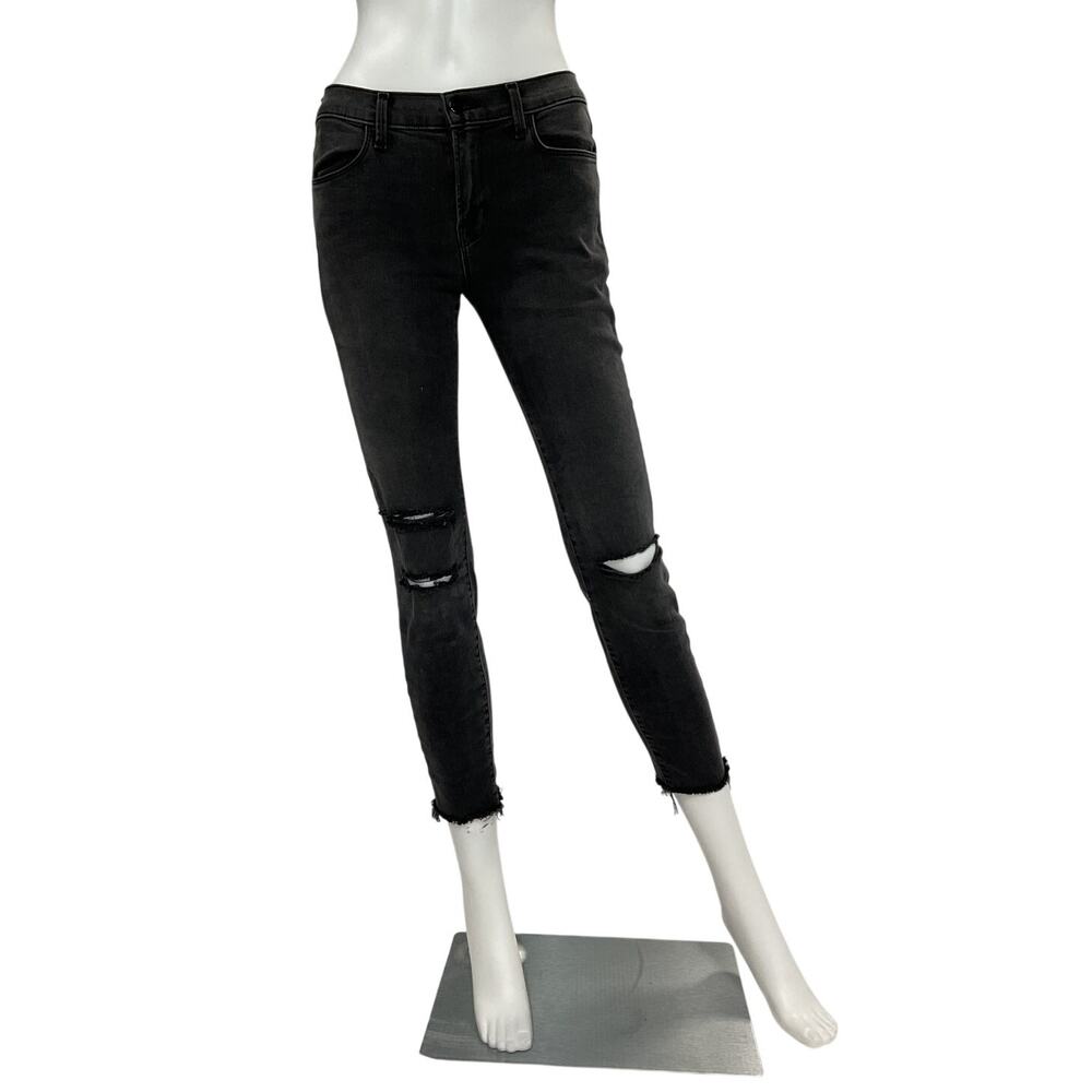 J Brand Distressed Mercy Photo Ready Cropped Mid Rise Skinny Denim Jeans Size 27